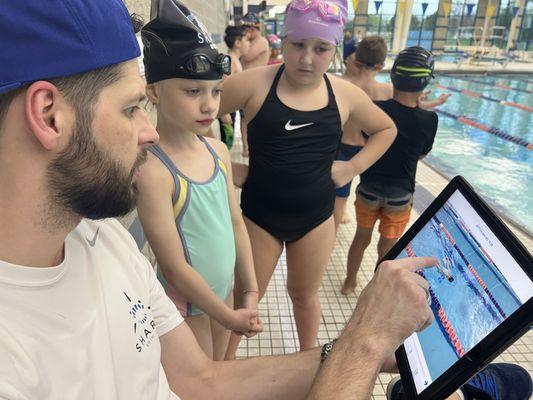 Video recording analysis is an integral part of the swim program, allowing swimmers to visualize their technique.