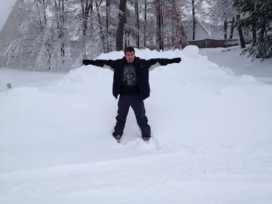 This is the pile their front end loader left at the end of our driveway.  6 feet of snow and said we were the assholes!!