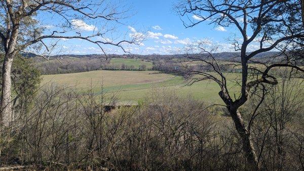 Fields in the distance just past the falls