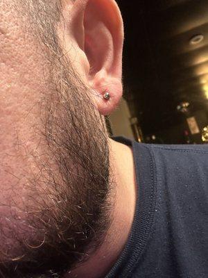 Left ear piercing