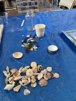 My shells and sea glass I brought from home but she's got tons you can't use too