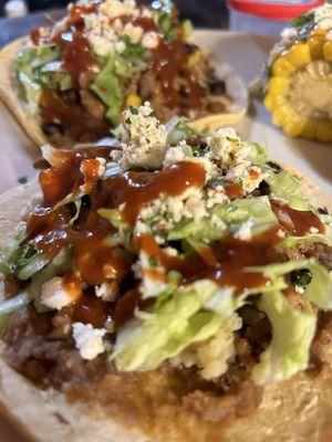 Tostadas and Mexican street corn