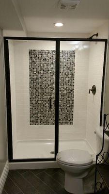 Semi Frameless shower in matte black