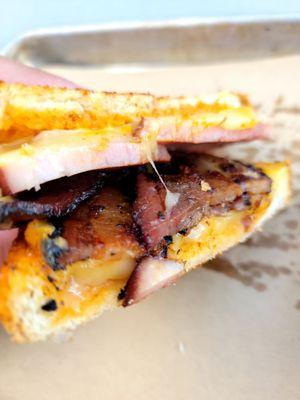 Grilled cheese add bacon, add ham