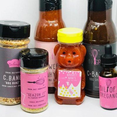 signature sauces and seasonings available for purchase