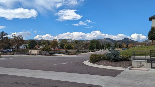 Gas station has a great view of the mountains