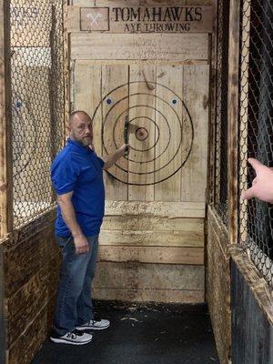 Calvin axe throwing.