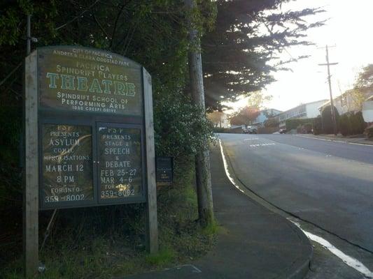 Entrance sign (access is shared with theater)