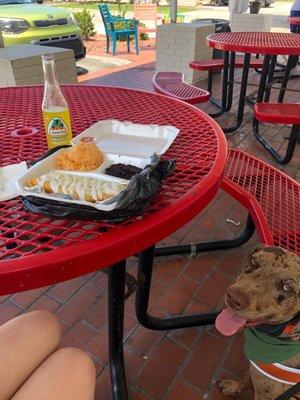 Outdoor seating makes it dog friendly.