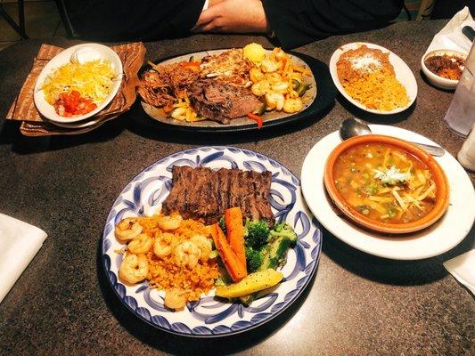 Steak and Shrimps Flaming Mixed Fajitas