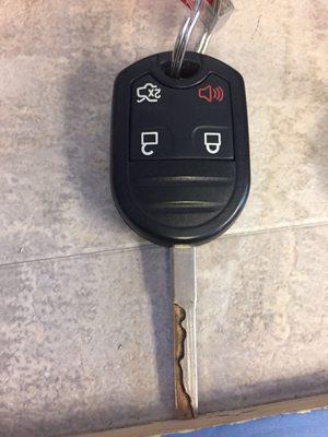 2013 Ford Explorer remote key made in Akron at The Keyless Shop at Sears chapel hill mall.