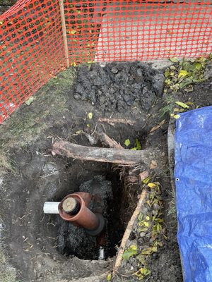 Sewer repair with new clay cleanout