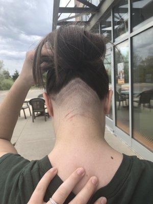 A different shop absolutely destroyed my hair AND burned my neck. Jen fixed my hair FOR FREE and I love this undercut.