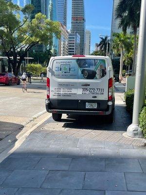 BLOCKING ENTIRE SIDEWALK