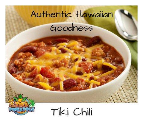 Authentic Hawaiian chili made fresh and warm for those cold days.