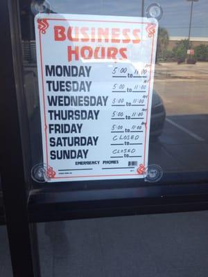 Updated store hours