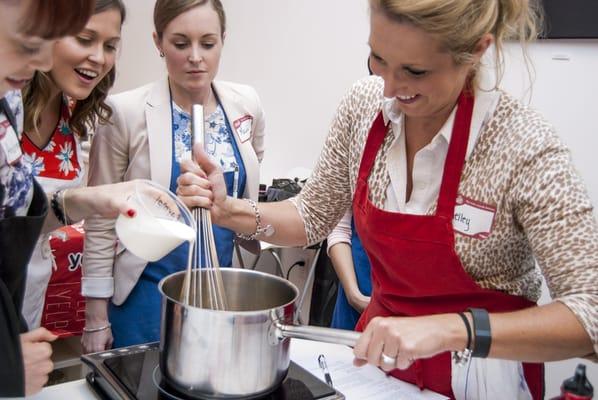 Love this photo! Great job making that salted caramel ladies.