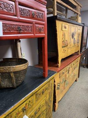 Ornate Chinese cabinets.