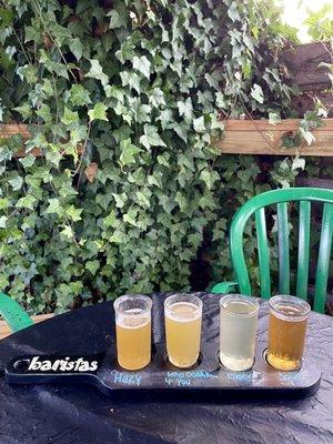 Outdoor patio, beer flight