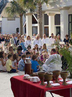 Kids sermon in the courtyard