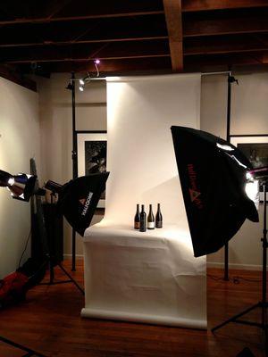 Fulll photo studio with booms, soft boxes, wireless strobes, auto poles, backdrops, etc.