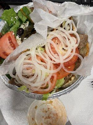 Gyro with Greek salad