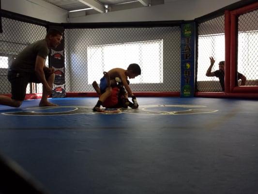 Two young talented fighter's competing in journey martial arts athletics first in house tournament.