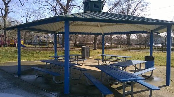 shelter with picnic tables