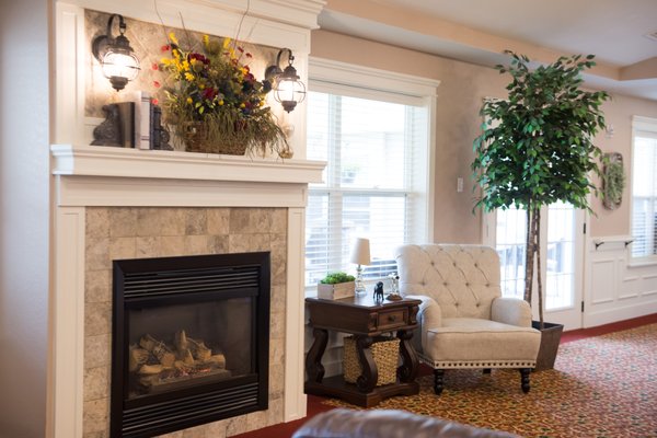 Fireplace in The Gables of Idaho Falls Assisted Living and Memory Care