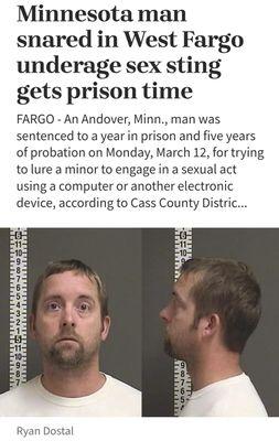 He was arrested and put in prison for trying to hook up with a young girl.