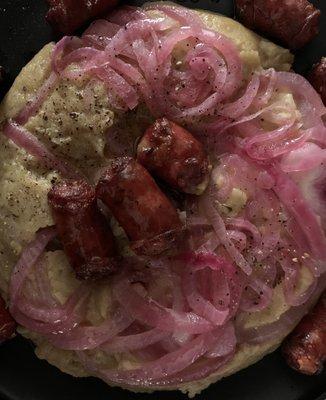 Beautiful breakfast Mangu, onions and longaniza