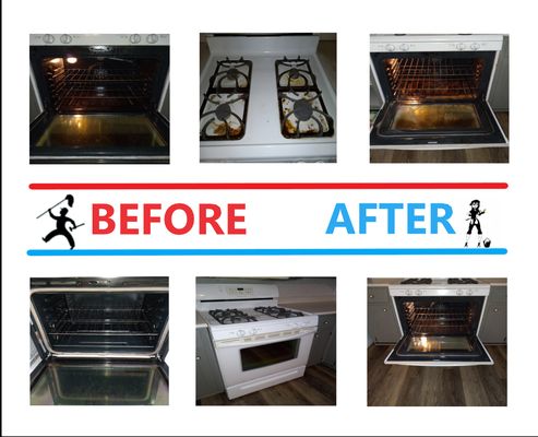 Before and after, gas range