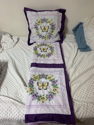 This is a lap quilt that anyone would enjoy curling up with and it has a pillow to match