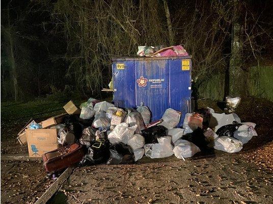 Trash overflowing after trash bills not being paid by the property on time