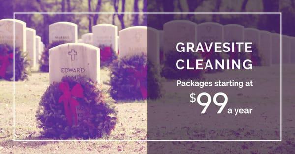 Gravesite cleaning packages starting at $99 a year