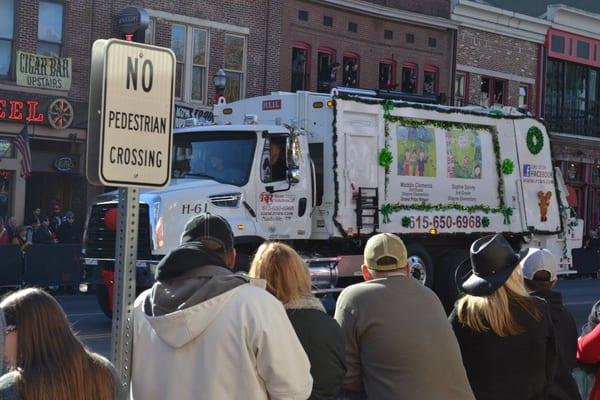 Red River Garbage Truck in the 2015 Christmas Parade on Broadway