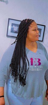 Small medium Knotless braids with curly ends....