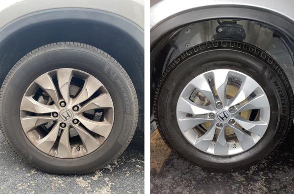 Before and after tire detail