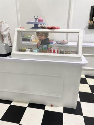 He was working in the ice cream shop. Lots of fun to be had.