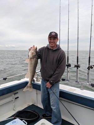 Jon Milligan holding Mr. Walleye.