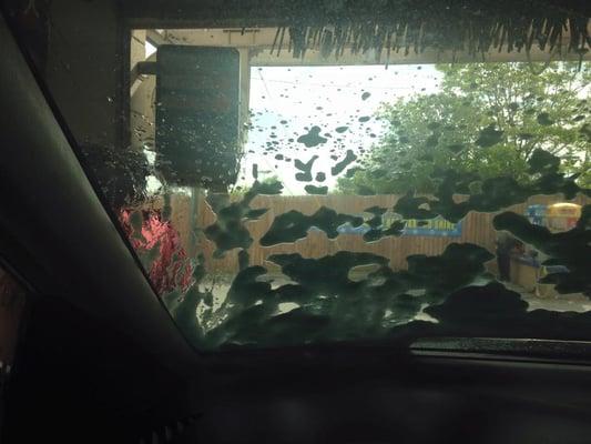 Soap sprayed on car then the car wash just stopped.