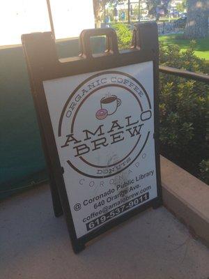 Signage of Amalo's brew