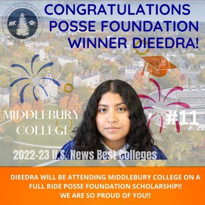 Dieedra winner of Posse Foundation Scholarship!!