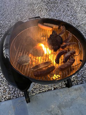 Prime steak, Italian sausage form Costco. All Excellent