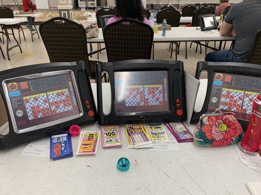 Playing at bingo with family and friends