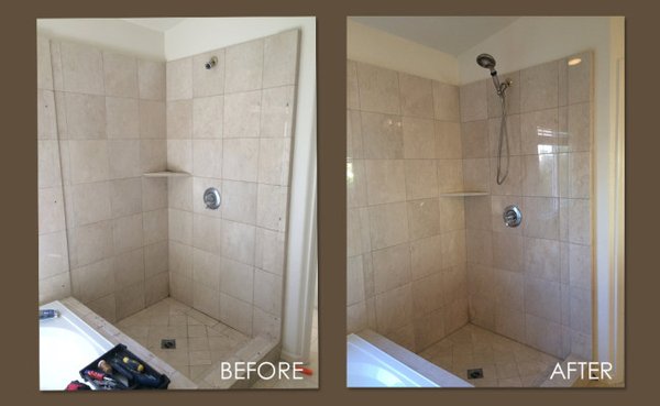 marble shower floor before and after