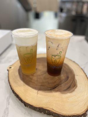 Jasmine tea with sea salt crema and Thai tea with sea salt crema