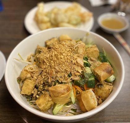 Tofu and egg roll Vermicelli bowl