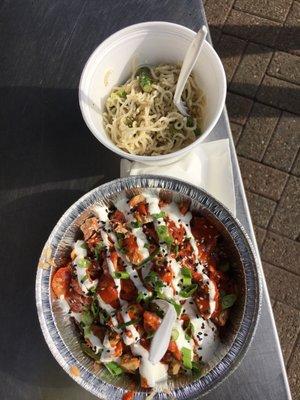 Korean BBQ bowl and ramen salad from Lomo Lomo