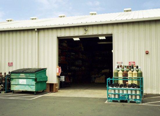 Warehouse entrance behind store